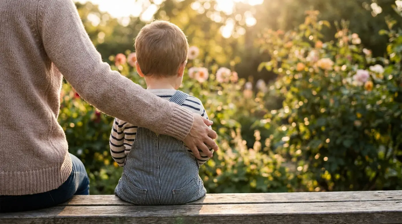 Erwachsene Hand hält behutsam eine Kinderhand